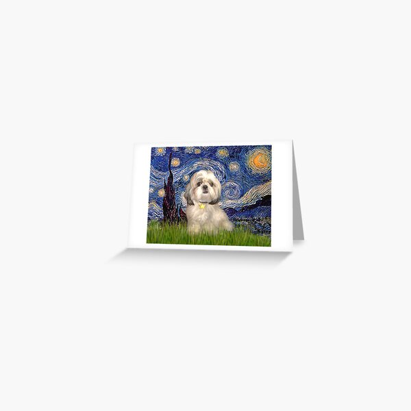 Starry Night - Shih Tzu (Y) Greeting Card