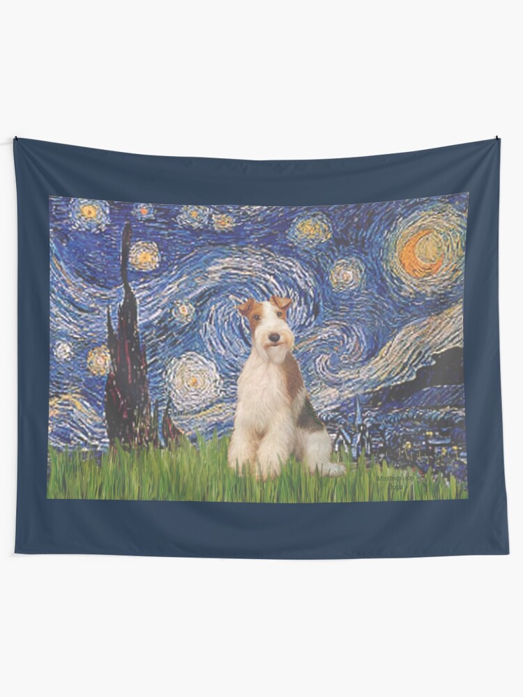 Alternate view of Starry Night - Wire Fox Terrier (#3) Tapestry