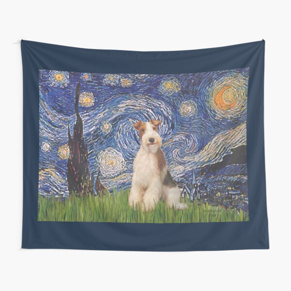 Starry Night - Wire Fox Terrier (#3) Tapestry