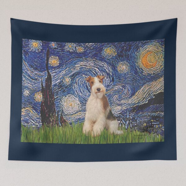 Aperçu de l'œuvre Nuit étoilée - Fox Terrier en fil de fer (# 3) créée et vendue par JeanBFitzgerald.