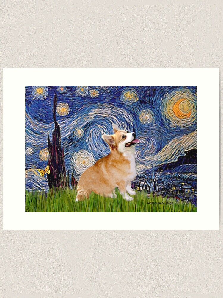 Starry Night - Welsh Corgi (Pembroke #7) Art Print for Sale by  JeanBFitzgerald