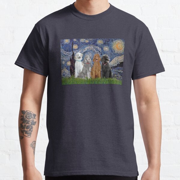 Starry Night - Four Standard Poodles Classic T-Shirt