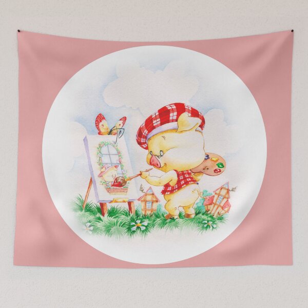 Item preview, CUTE FUNNY BABY PIG PAINTING , ADORABLE BABY ANIMALS designed and sold by ReignGFX.