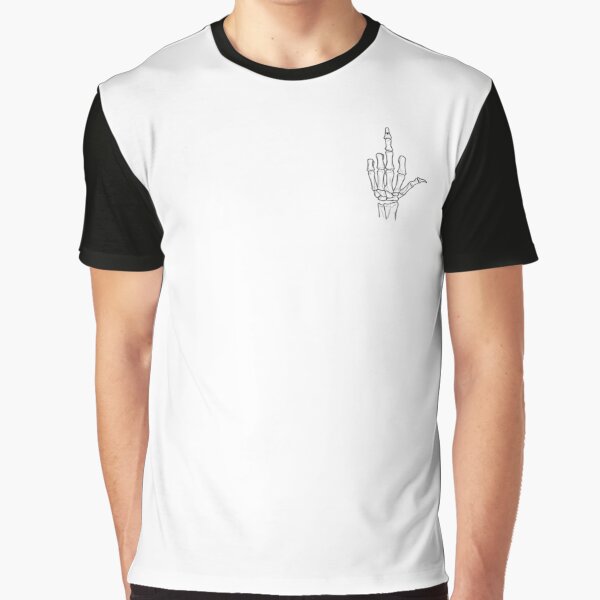 Skeleton Middle Finger Graphic T-Shirt