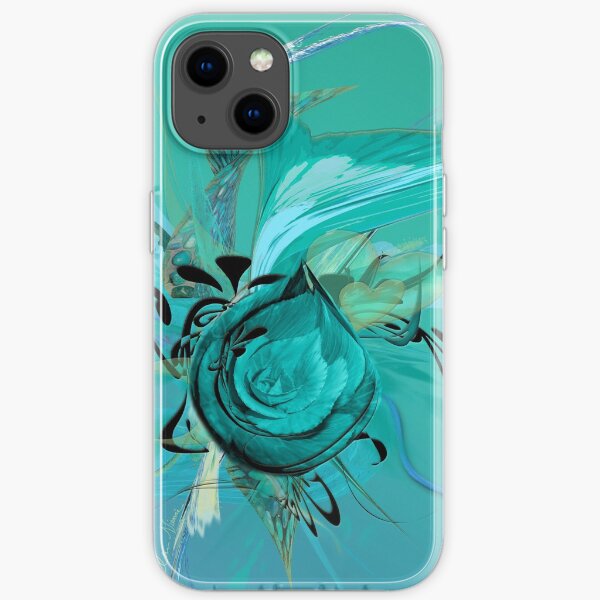 Turquoise flower Turquoise by mjvision Mia Niemi iPhone Soft Case