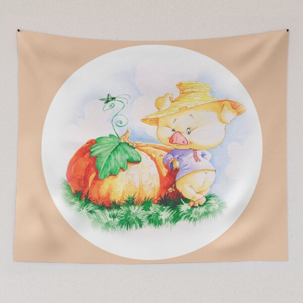 Item preview, CUTE FUNNY BABY PIG PUMKIN FARMER, ADORABLE BABY ANIMALS designed and sold by ReignGFX.