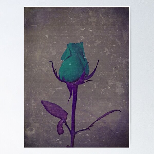 Item preview, Fantasy Teal and Purple Rose Bud Art designed and sold by adriturner.