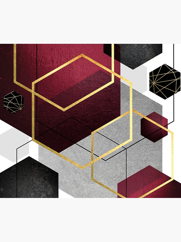Geometric Hexagons in Red and Black by UrbanEpiphany