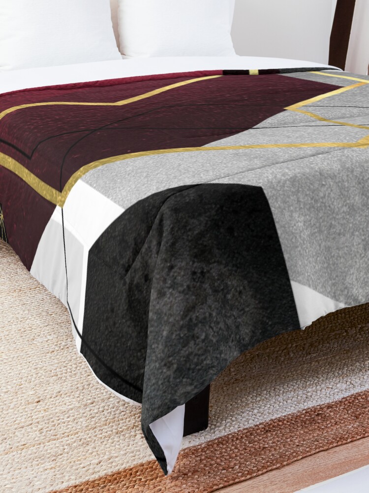 Alternate view of Geometric Hexagons in Red and Black Comforter