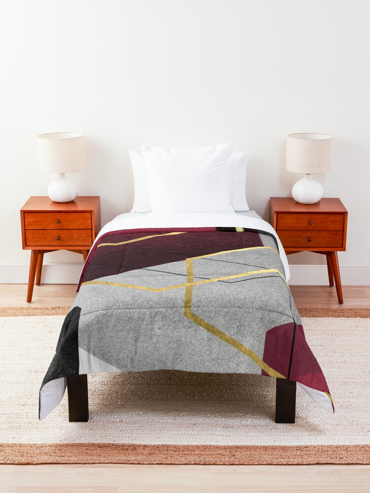 Alternate view of Geometric Hexagons in Red and Black Comforter