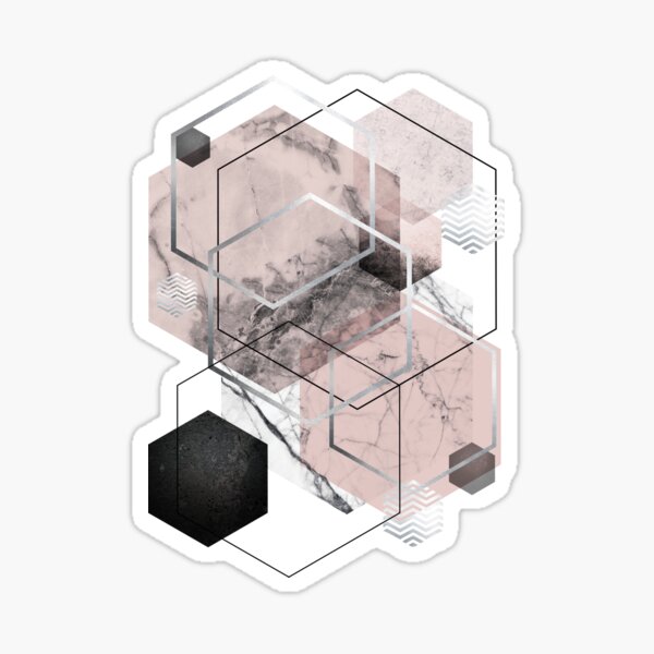 Item preview, Geometric Hexagons in Blush Pink and Grey designed and sold by UrbanEpiphany.