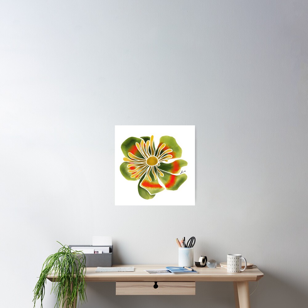 Fantasy Flower white Poster
