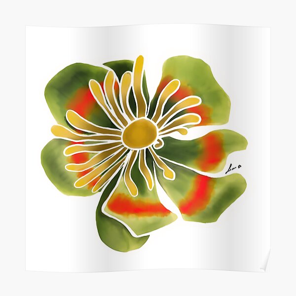 Fantasy Flower white Poster