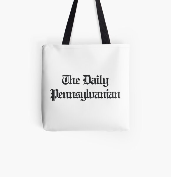 The DP Multi-Line Black Wordmark All Over Print Tote Bag