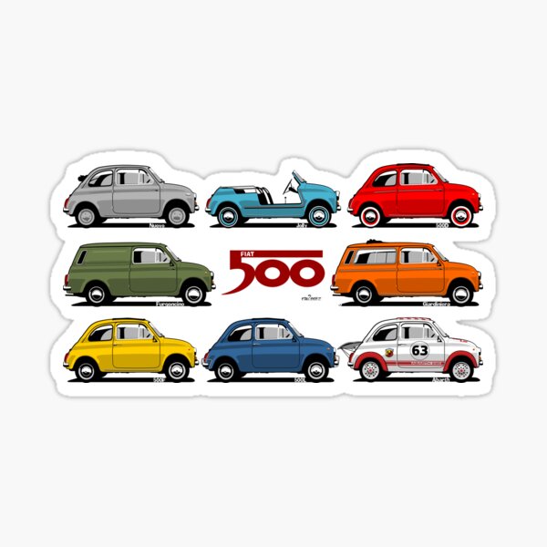 Copy of Fiat 500R caricature red Sticker