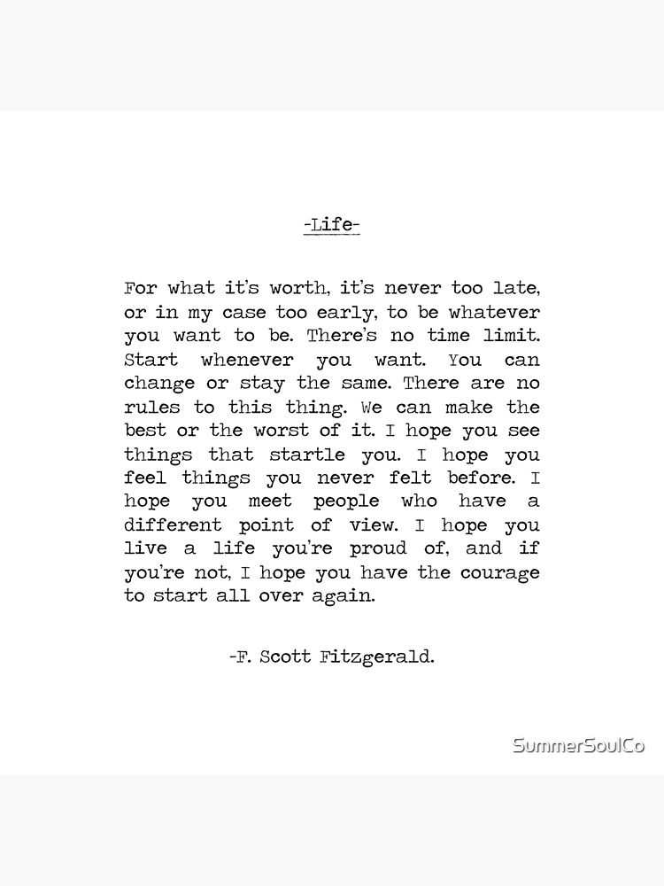 Life quote F. Scott Fitzgerald by SummerSoulCo