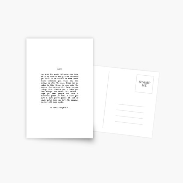 Life quote F. Scott Fitzgerald Postcard