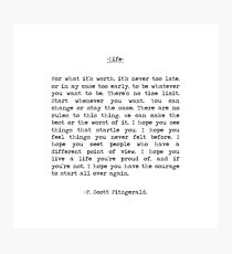 Life quote F. Scott Fitzgerald Photographic Print
