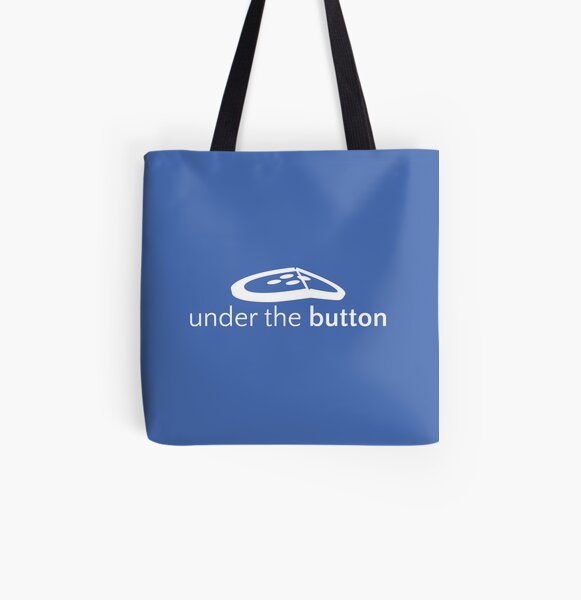Under the Button Classic White Logo All Over Print Tote Bag