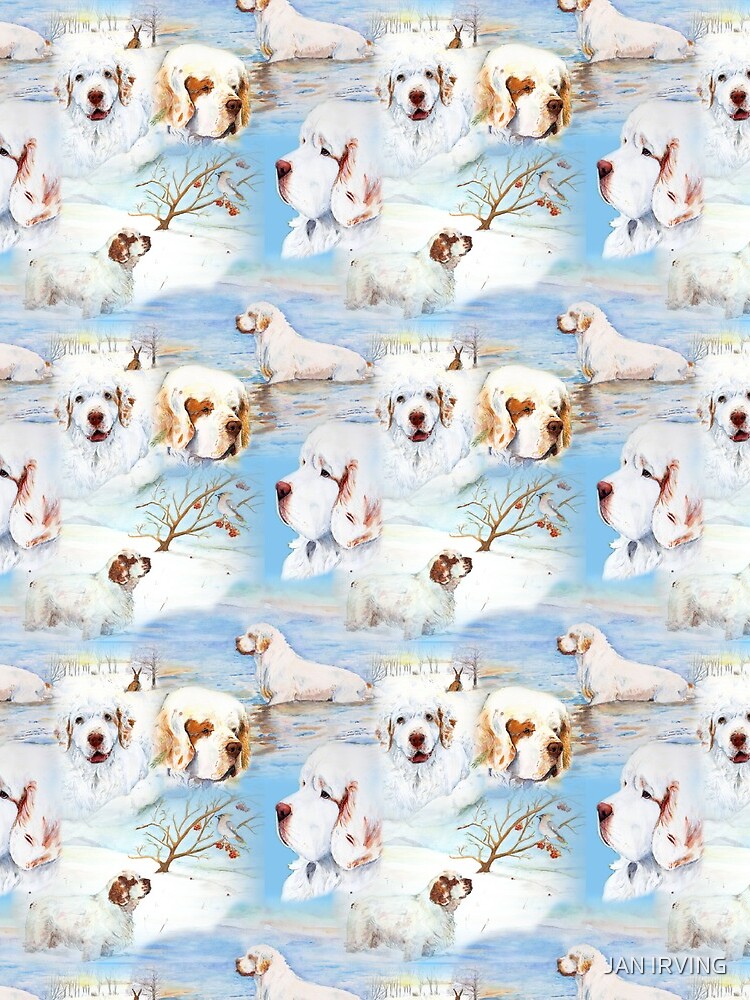 Clumber Spaniels by Jan Irving blue by erinrac