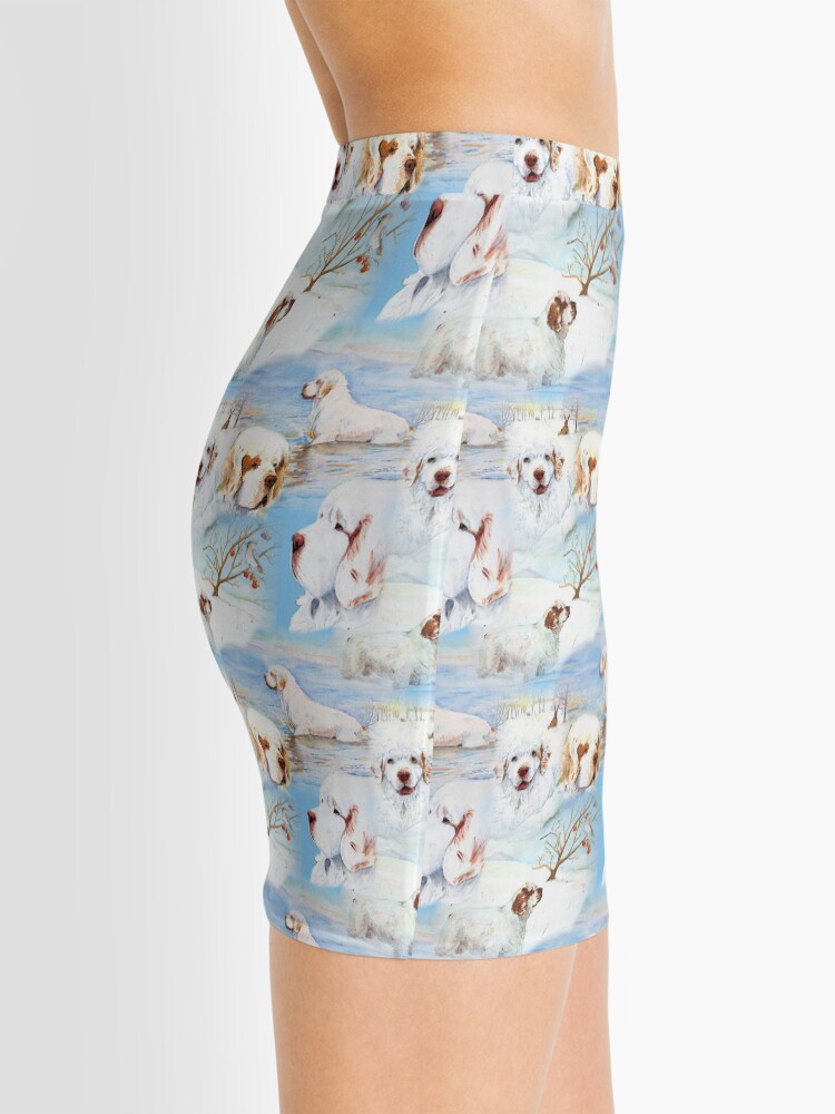 Alternate view of Clumber Spaniels by Jan Irving blue Mini Skirt