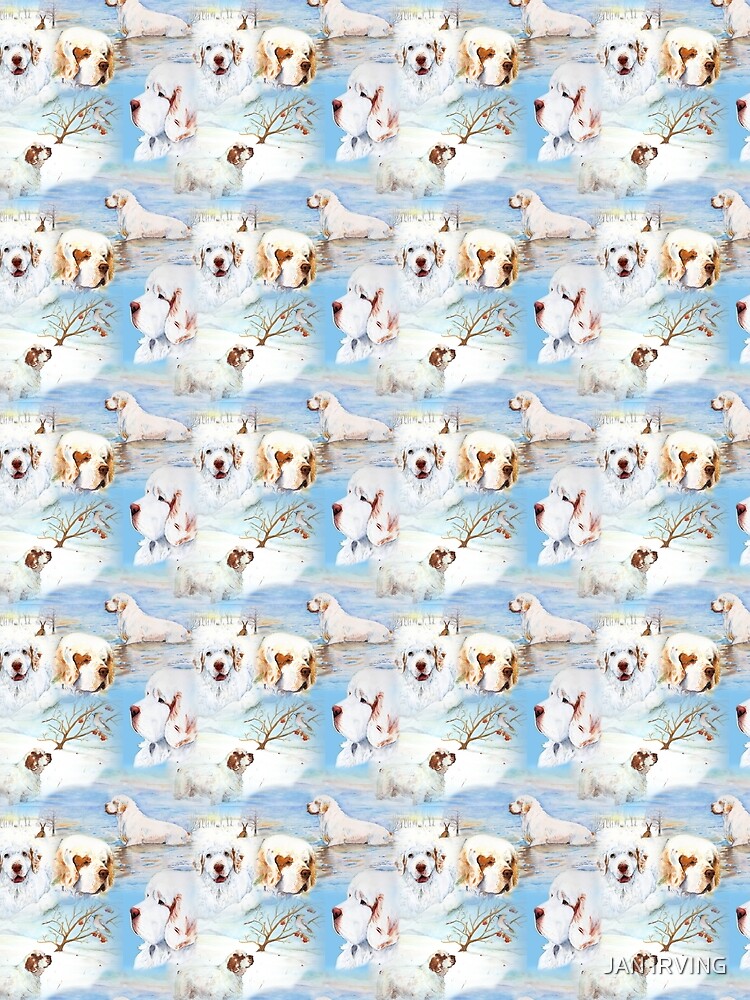Clumber Spaniels by Jan Irving blue by erinrac