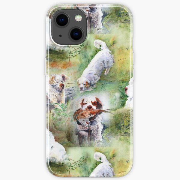 Clumber Spaniels by Jan Irving green iPhone Soft Case