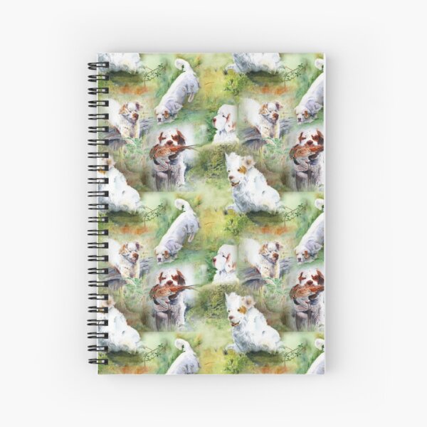 Clumber Spaniels by Jan Irving green Spiral Notebook