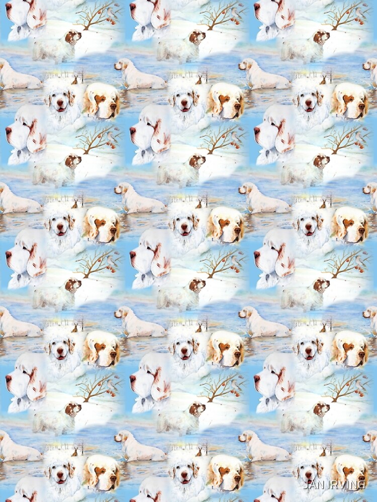 Clumber Spaniels by Jan Irving blue by erinrac