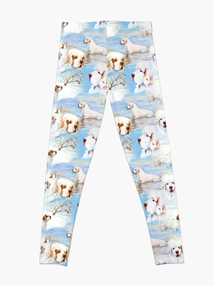 Alternate view of Clumber Spaniels by Jan Irving blue Leggings