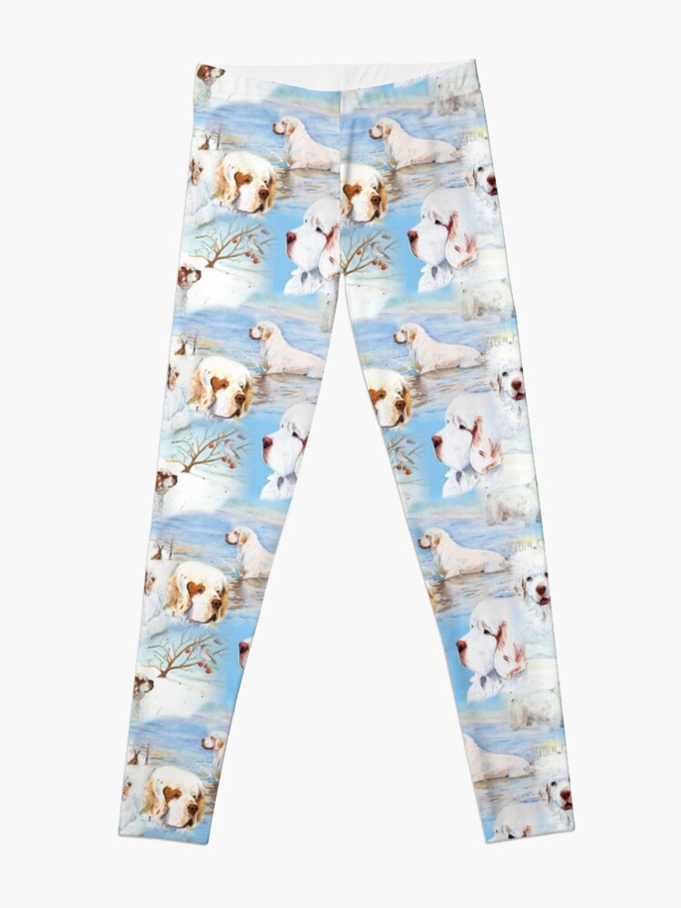 Alternate view of Clumber Spaniels by Jan Irving blue Leggings
