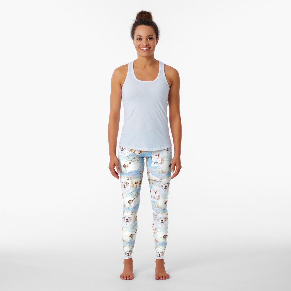 Clumber Spaniels by Jan Irving blue Leggings