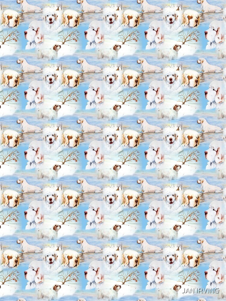Clumber Spaniels by Jan Irving blue by erinrac