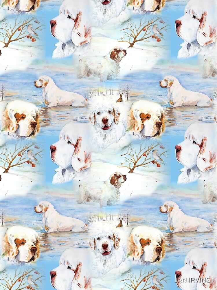 Clumber Spaniels by Jan Irving blue by erinrac