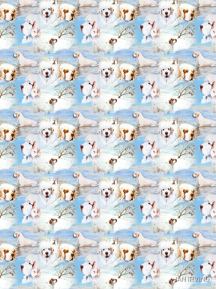 Clumber Spaniels by Jan Irving blue by erinrac