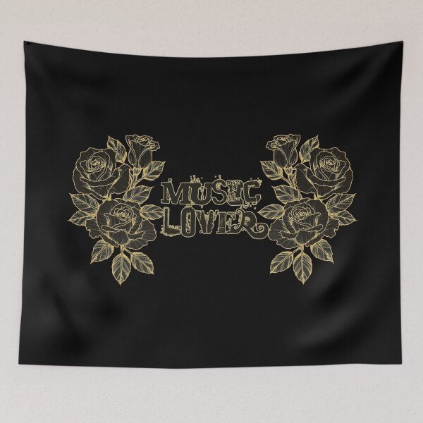 Item preview, ROSES MUSIC Lover / handwritten / Black and gold - by Iona Art Digital designed and sold by IonaArtDigital.