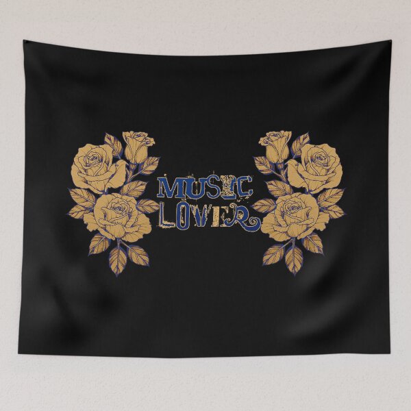 Item preview, ROSES MUSIC Lover / handwritten / Blue and gold - by Iona Art Digital designed and sold by IonaArtDigital.