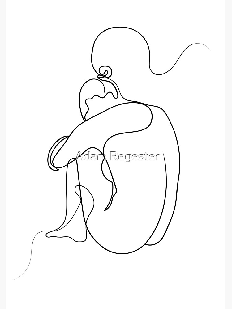 Crouching Female Line Drawing Art Print for Sale by Adam Regester