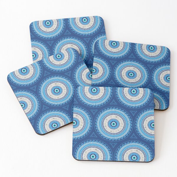 Santorini Blue Tile Coasters, Mediterranean Coasters, Blue and White  Coasters, Greek Coasters 