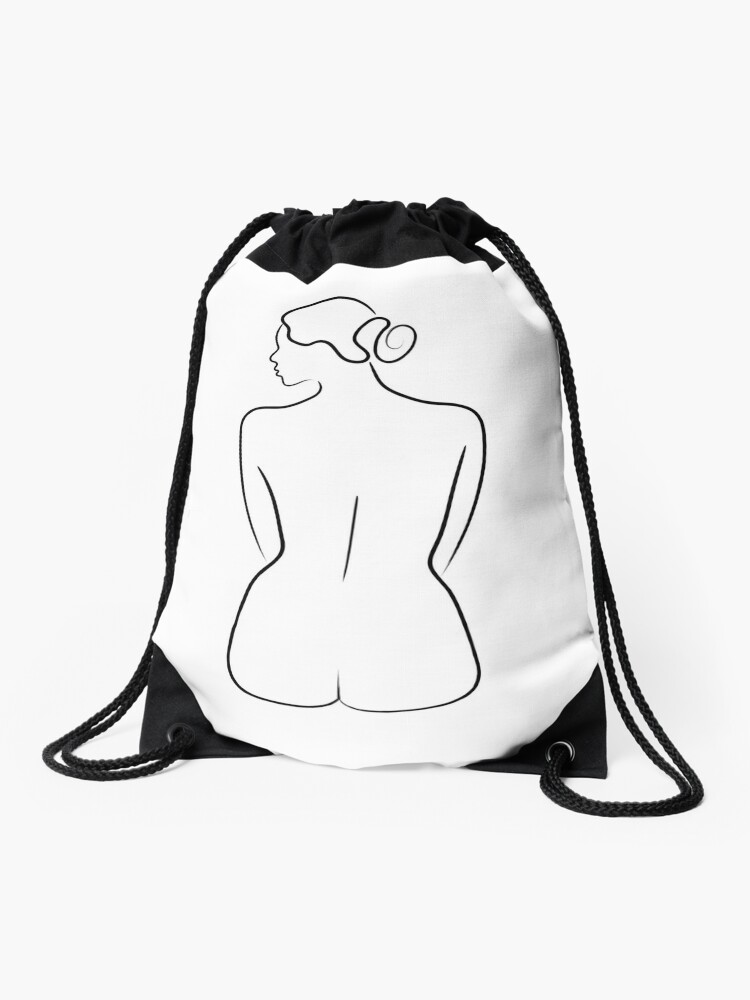 Female Back Line Drawing Drawstring Bag for Sale by Adam Regester