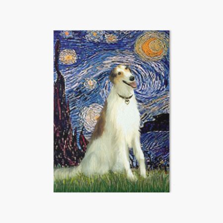 Starry Night - Borzoi (Wolfhound, brown & white) Art Board Print
