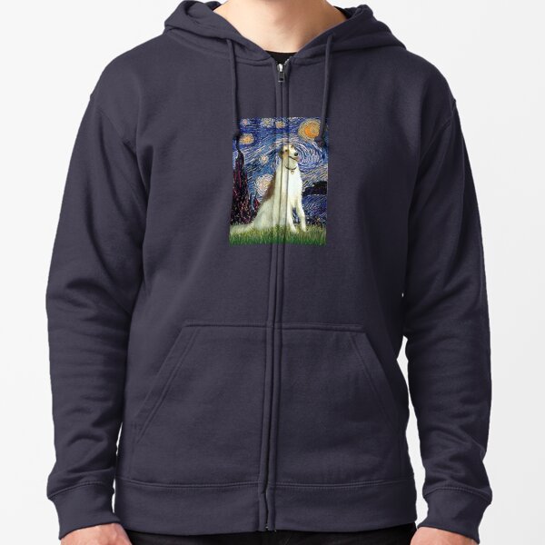 Starry Night - Borzoi (Wolfhound, brown & white) Zipped Hoodie