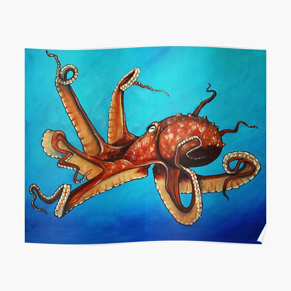 Red Octopus Poster