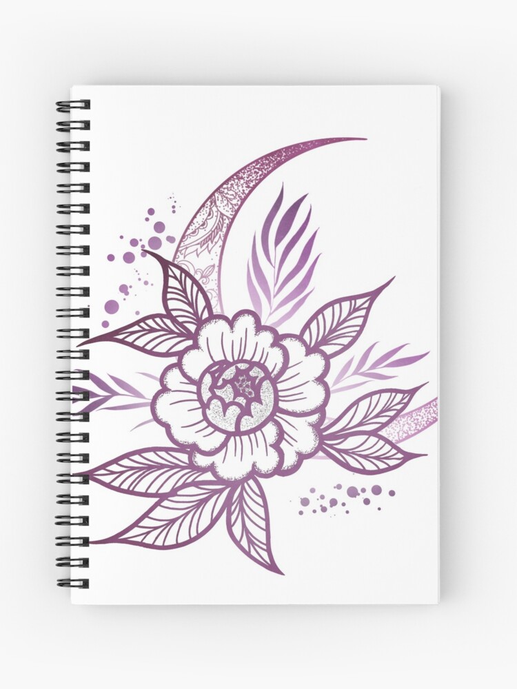 Cuaderno de espiral «Peonía morada luna» de KalikaGraphisme | Redbubble