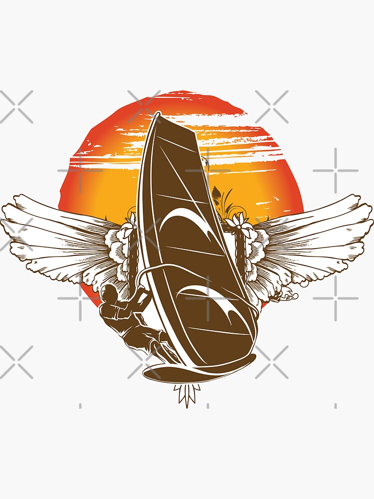 Vintage Retro Wings Windsurfing Gift Sunset by MintedFresh