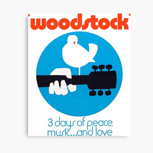 Woodstock 1969 Peace Love Bird Poster White Canvas Print