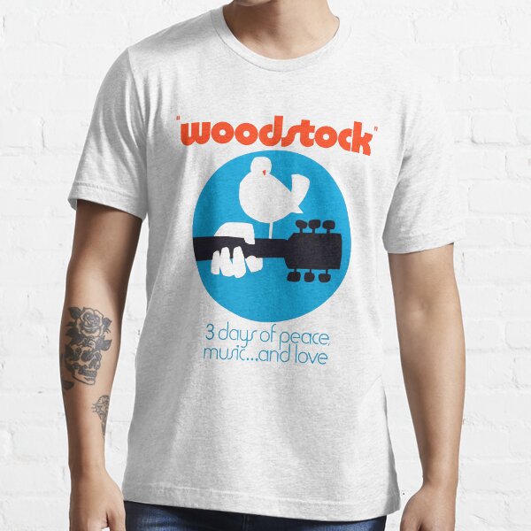 Woodstock 1969 Peace Love Bird Poster White Essential T-Shirt