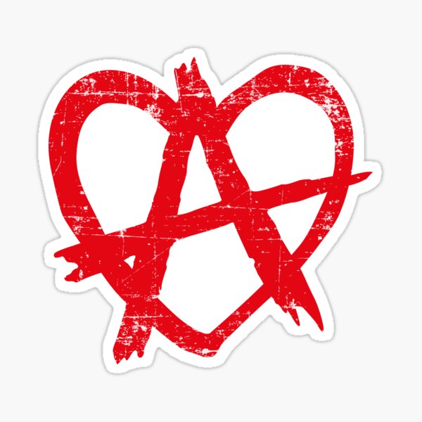 Vista previa del artículo con la obra «Anarquía corazón, rojo, revolución, punk.», diseñado y vendido por Spoox.