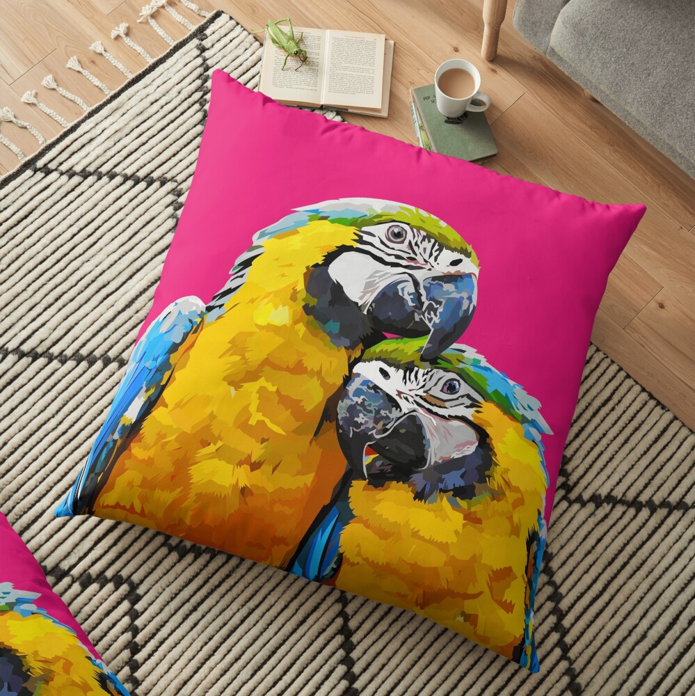 Two lovely parrots Floor Pillow