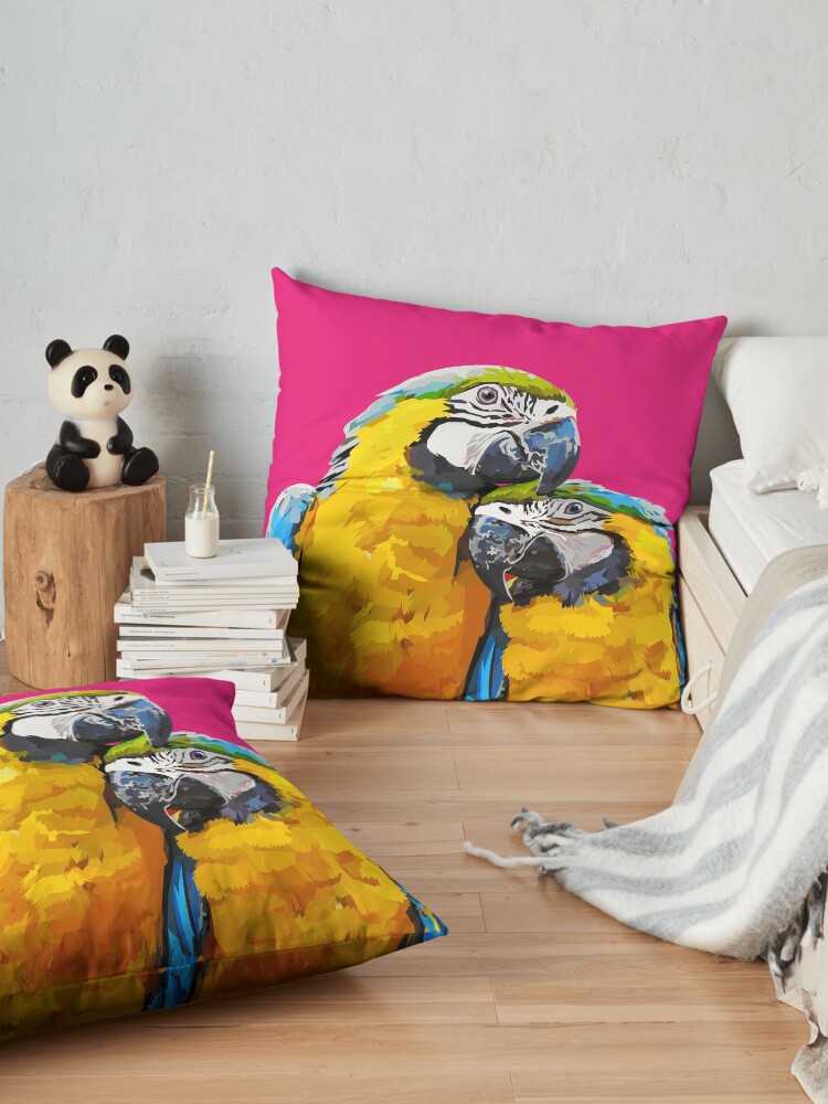 Alternate view of Two lovely parrots Floor Pillow